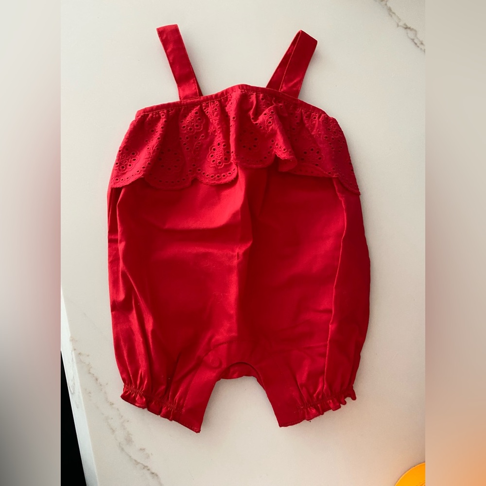 Red newborn romper never worn
